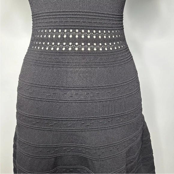 Sandro Black Stretch Knit Pullover Fit & Flare Short Sleeve Sweater Dress Size 1 - Picture 5 of 14